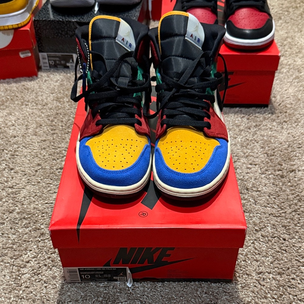Nike Red, Blue, and Yellow High-Tops